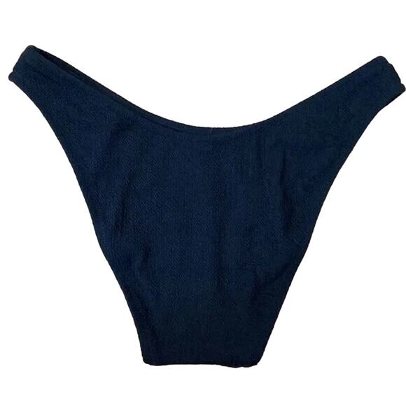 NWT J.Crew Textured Curved Waist Cheeky Bikini Bottom High Cut Leg S Navy Blue - Picture 5 of 15